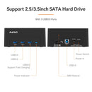 Maiwo K308H USB 3.1 GEN1 5Gbps Dockningsstation för 1st 2,5-3,5 SATA HDD SSD upp till 14TB med stöd för UASP 3xUSB3.1 hubb