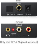 NÖRDIC 192KHz Digital till Analog ljudomvandlare, Toslink och Coaxial till RCA L/R och 3,5mm AUX D/A convertor