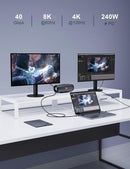 NÖRDIC 1m Thunderbolt 4 förlängningskabel, USB-C hane till hona, 240W snabbladdning, 40Gbps, 8K 60Hz