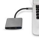 NÖRDIC 1 till 3 Dockningstation USBC till HDMI 4K 30Hz USB C Power Delivery 60W och USB A 3.1 5Gbps Space grey