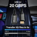 NÖRDIC 2m USB3.2 Gen2 20Gbps USB-C till C nylonflätad förlängningskabel med Power Delivery 240W 4K60Hz