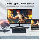 NÖRDIC USB C till HDMI KVM-switch 4K 60Hz, Type-C KVM-switch HDMI för 2 datorer 1 HDMI-skärm