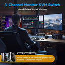 NÖRDIC DisplayPort 1.4 KVM-switch 2 datorer 3 skärmar 8K60Hz 4K144Hz tripplaskärmar 4 USB 3.0 för 2 PC att dela 3 skärmar