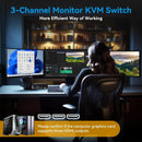 NÖRDIC HDMI 2.1 KVM-switch 2 datorer 3 skärmar 8K60Hz 4K144Hz Trippel skärm 4 USB 3.0 för 2 PC dela 3 skärmar