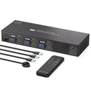 NÖRDIC HDMI KVM-switch 3 datorer 2 skärmar 4K60Hz EDID 4 USB 3.0-portar med fjärrkontroll