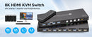 NÖRDIC HDMI KVM-switch 4 datorer 1 skärm 8K 60Hz 4K 144/120Hz 4xUSB-enheter