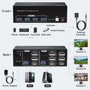 NÖRDIC KVM-switch 2 PC 3 skärmar 8K60Hz 4K144Hz Tripplaskärmar 2xDP 1xHDMI 4xUSB 3.0-portar