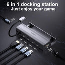 NÖRDIC Steam Deck dockningsstation 1 till 6 - 1xHDMI4K60Hz, 1xUSB-C PD100W, 3xUSB-A 3.0 5Gbps, 1xRJ45 GigaLAN