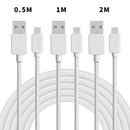 NÖRDIC USB2.0 A hane till Micro B hane Kabelkit  3-pack 0,5m+1m+2m  480Mbps 2,4A vit för Android mobiler och surfplattor