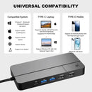 NÖRDIC USB-C Dockningstation 1 till 10 med 2xHDMI 4K60Hz 1xPD100W 1xRJ45 GigaLan 1xSD/MicroSD 2xUSB-A 1xUSB-C 1xAudio stöd MacBook M1, M2, M3, och M4