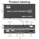 NÖRDIC USB-C KVM-switch 2 till 1 DP 8K60Hz 4K144Hz 3xUSB 1x3.5mm