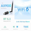 NÖRDIC WIFI6 Bluetooth 5.3 trådlös adapter Dual band 2.4/5.8GHz