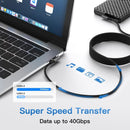 NÖRDIC vinklad 1m USB4 USB-C till C nylonflätad kabel PD3.1 240W 40G 8K60Hz 4K144Hz grå