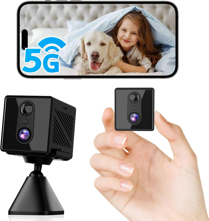 4K Security 5GHz WiFi Indoor Mini Camera with Night Vision, Motion Sensor, Long Battery Life, Motion Detection, Remote Viewing, Wireless Surveillance Cam
