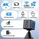 4K Security 5GHz WiFi Indoor Mini Camera with Night Vision, Motion Sensor, Long Battery Life, Motion Detection, Remote Viewing, Wireless Surveillance Cam