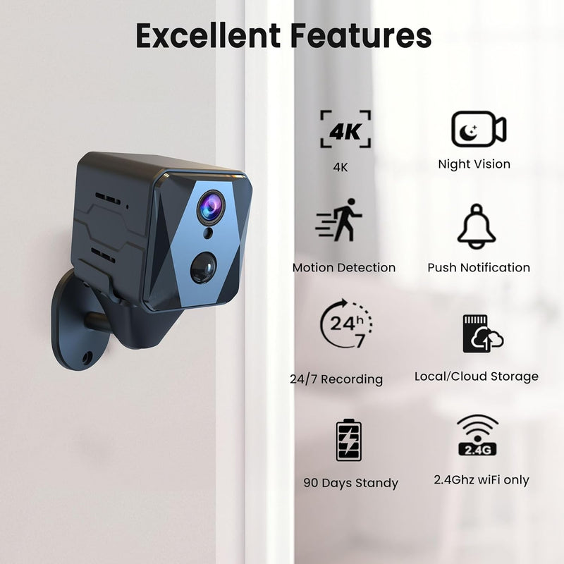 5GHz WiFi Hidden Mini Camera, 4K Wireless Indoor Security Cam