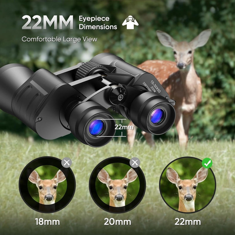 APEXEL 10-30X50 HD Professional Binoculars 10-30x50 High Power Military Zoom Binoculars, Low Light Night Vision/Daily Waterproof / BAK7 Prism/FMC Lens