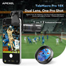 APEXEL 10X Tele-Macro Pro Dual Lens 2-in-1, Portable Clip-On Telephoto Macro Lens for Smartphones,