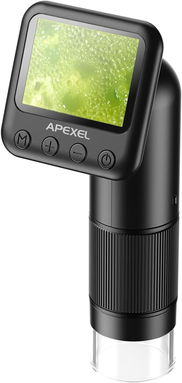 APEXEL Handheld Digital Microscope 12X-24X Portable Microscope 2.0 Inch LCD Screen 2MP Photo 720P Video with LED Lights