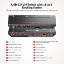 AV Access KD-E10 Dockningsstation & KVM Switch för 2 datorer till 2 skärmar HDMI 4K60Hz, 100W PD, 3 x USB, 1G Ethernet, SD, 3.5 mm AUX Audio EDID