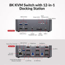 AV Access KVM Docking station 2 PC 3 Monitor 8K@60Hz, 4K@165/144Hz, 2K@144Hz 1G Ethernet , with Remote Controller, 3 x USB 3.0