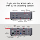 AV Access iDock B23 8K KVM-switch dockningsstation 2 till 3, stationär + bärbar dator till tre skärmar, (100W PD), 12-i-1, 8K@60Hz/4K@165Hz/1440P@240Hz