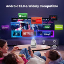 NÖRDIC Smart Projektor Android 13.0, Native 1080P, Auto Keystone, 300ANSI 4K HDR Stöd, Roterbar Design WiFi 6 & BT, Skärm spegling, ARC