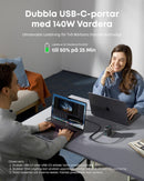 Anker 140W USB-C 4-Port Multi-Devices GaN-laddare, Touch Control, kompatibel med MacBook, iPhone 17/16/15, Samsung, Pixel och fler