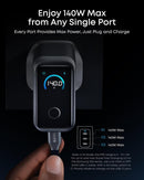 Anker Prime 160W USB C Charger, 3-Port GaN, Smart Display, Touch Control | Compact Laptop Charger, Ultra Fast 140W Charging at 1 Port, for MacBook Pro