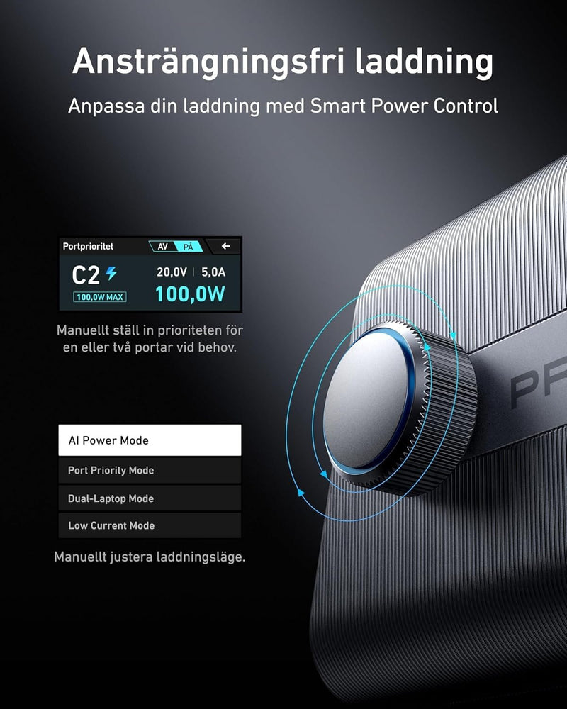 Anker Prime 250 W USB-C Charger, Ultra-Fast 6-Port GaN, 6 cm LCD Display, Smart Control Controller