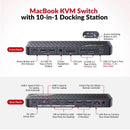 AV Access iDock M10 USB-C KVM-Switch Dockningsstation 2 till 2 för MacBook, Dual 4K HDMI Monitorer, 1x Laptop + 1x PC, 100W Laddning
