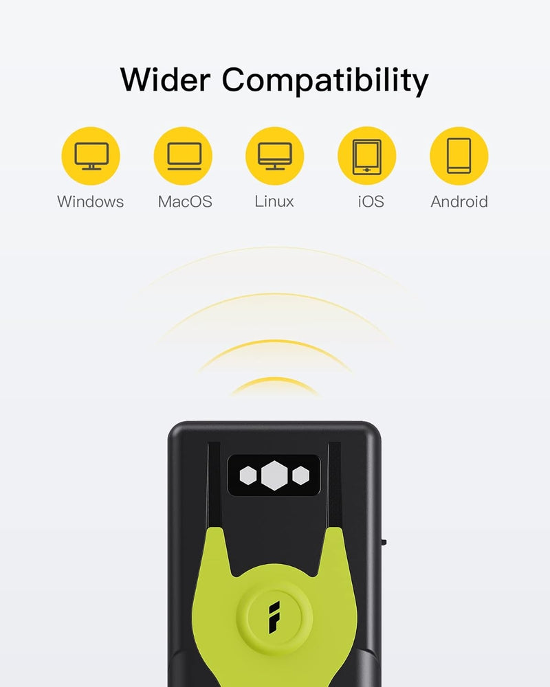 Bluetooth 2D Barcode Scanner with 2.4 GHz USB Adapter