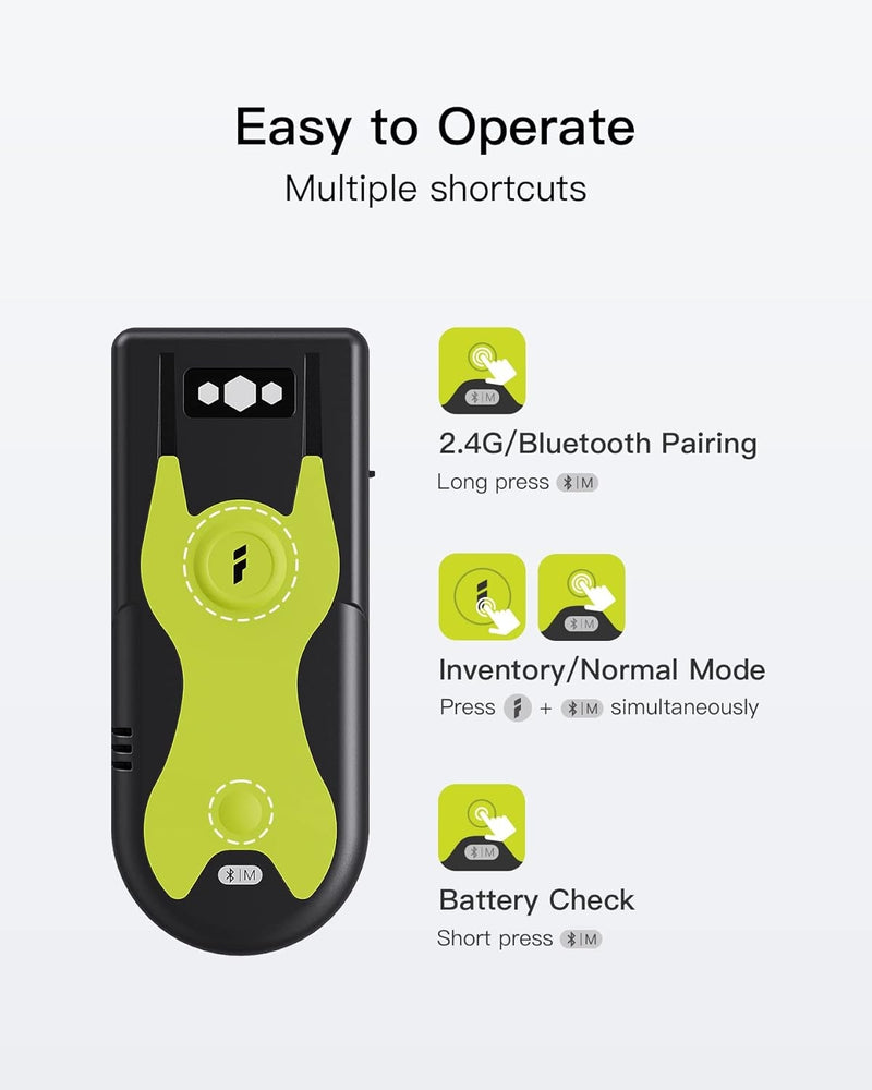 Bluetooth 2D Barcode Scanner with 2.4 GHz USB Adapter