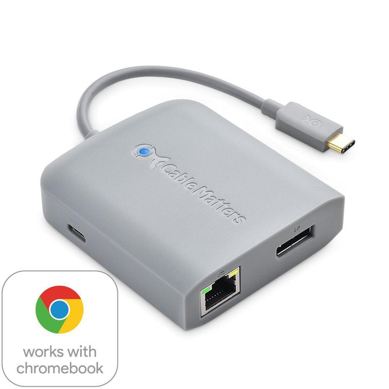 Cable Matters 1 till 5 Dockningsstation 1xDP 4K60Hz, 1xRJ45 Ethernet 2xUSB-A 1xUSB-C PD 60W Works with Chromebook Certified