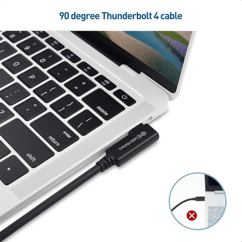 Cable Matters  80cm Intel Certified Right Angle Thunderbolt 4 Cable 40Gbps 8K 240W Compatible with USB 4, Thunderbolt 3 Cable and USB C