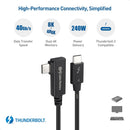 Cable Matters  80cm Intel Certified Right Angle Thunderbolt 4 Cable 40Gbps 8K 240W Compatible with USB 4, Thunderbolt 3 Cable and USB C