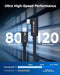 Cable Matters Intel Certifierad 80G Thunderbolt 5 Kabel med vinklad kontakt 240W laddningskapacitet - 0,8m, Kompatibel med Thunderbolt 4, USB4 och USB-C, Svart