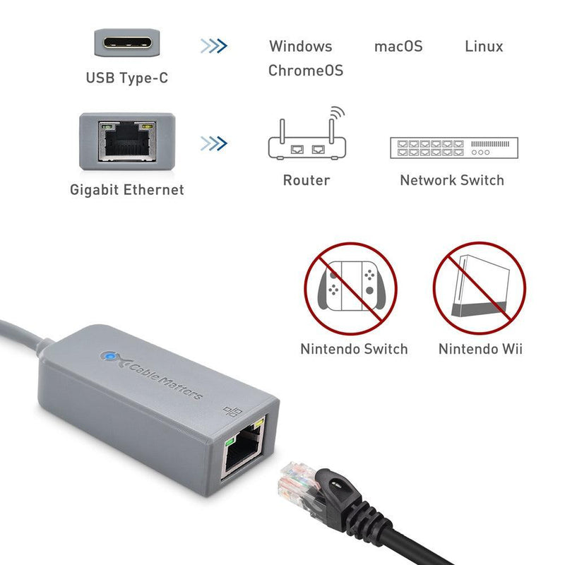 Cable Matters USB-C to Gigabit Ethernet adapter Works With Chromebook Certified