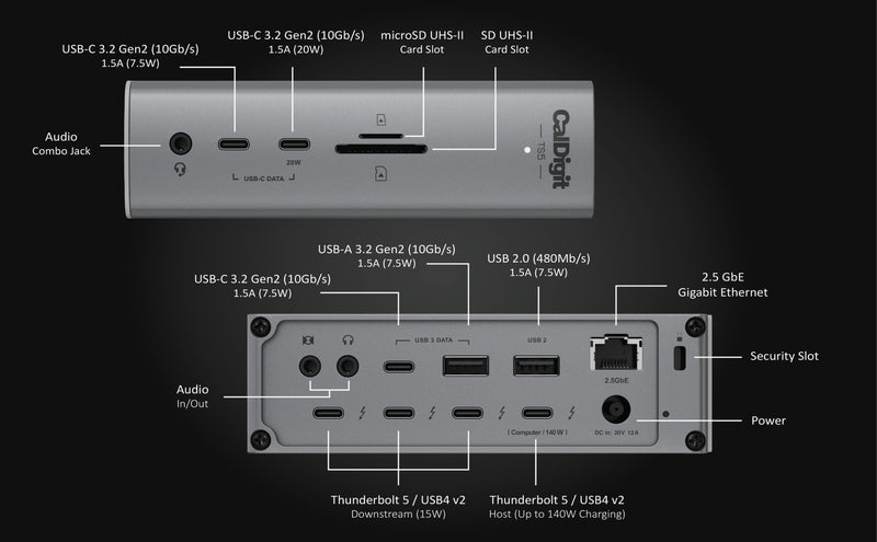 CalDigit 15ports Thunderbolt 5 Docking Station Triple Display 140W 2.5GE Gigabit