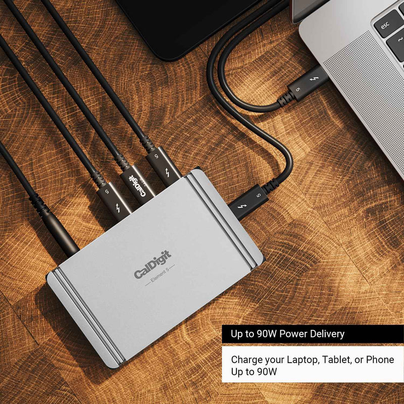 CalDigit E5 Thunderbolt 5 Element 5 Hub 9-Port 4x Thunderbolt 5/USB4 v2 PortS 3x USB-A & 2x USB-C 10G, Single 8K, Dual 6K/8K,  Dual 4K@240Hz, 90W