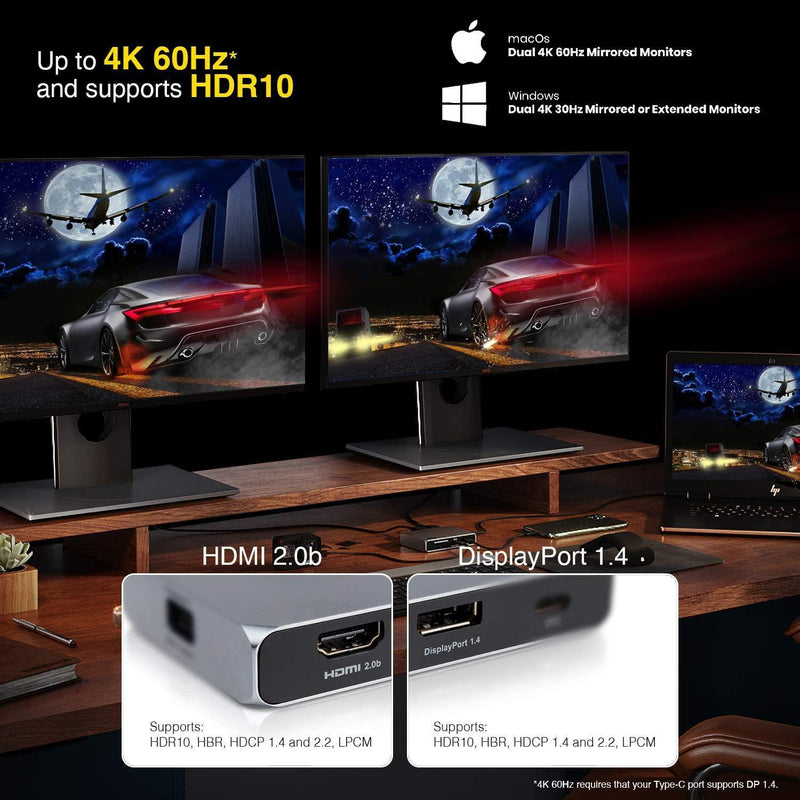 CalDigit SOHODOCK USB-C till 1xHDMI 2.0 4K60Hz 1xDP1.4 4K60Hz HDR 1xUSB-C PD100W 1xUSB-A 3.1 1x10Gbps 1xmicroSD 1xSD 1xUSB C