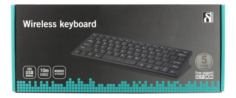 DELTACO 2,4 GHz Trådlöst Mini Tangentbord, Nordisk Layout 78 tangenter