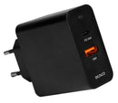 DELTACO USB-väggladdare med dubbla portar och PD, 1x USB-A, 1x USB-C, PD, 36 W, svart