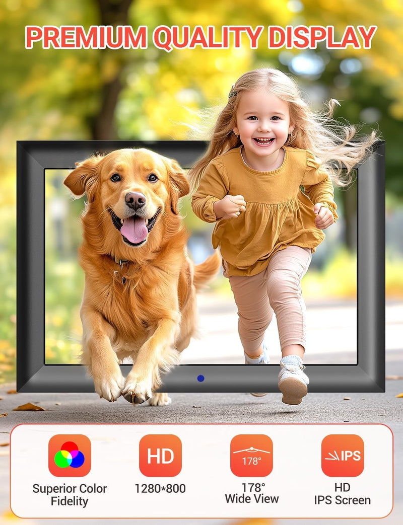 Digital Photo Frame 10.1 Inch Electronic Photo Frame 1280 x 800 IPS without WiFi with Remote Control Supports USB or SD Card