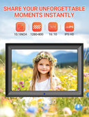 Digital Photo Frame 10.1 Inch Electronic Photo Frame 1280 x 800 IPS without WiFi with Remote Control Supports USB or SD Card