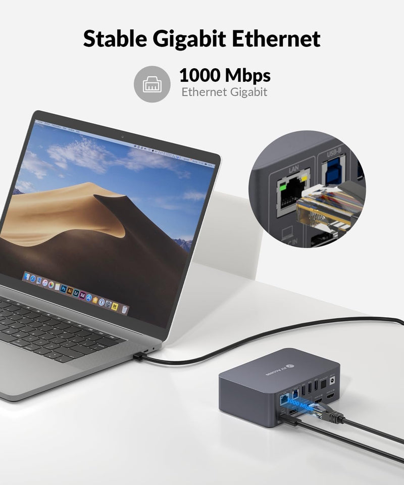 AV Access Dockningsstation och KVM-switch 2 till 2 USB-C & DP+HDMI till HDMI, 4K60Hz, 5x USB-A, 1x USB-C PD 60W, 3.5mm AUX, SD-kortplats och Toslink iDOCK C10