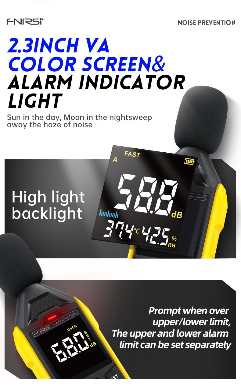 FNIRSI FDM01 Digital Brus- och ljudmätare 30~130dB