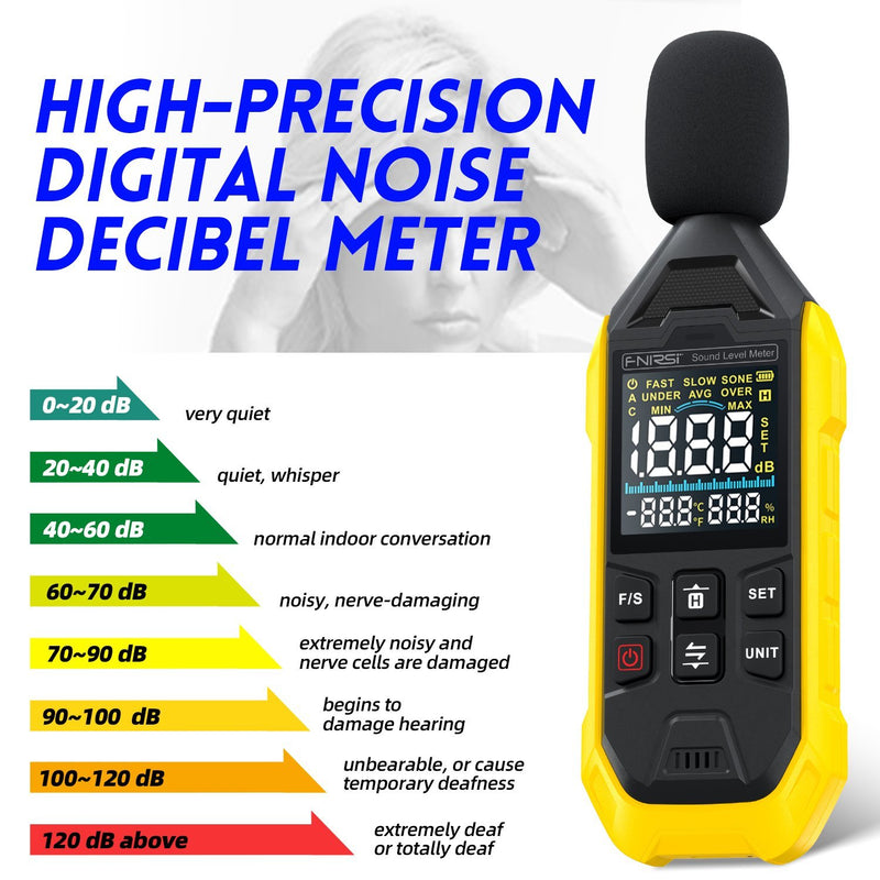 FNIRSI FDM01 Digital Brus- och ljudmätare 30~130dB