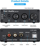 Fosi Audio Mini DAC & hörlursförstärkare, 24 bit/192 kHz USB/optisk/koaxial till RCA/AUX