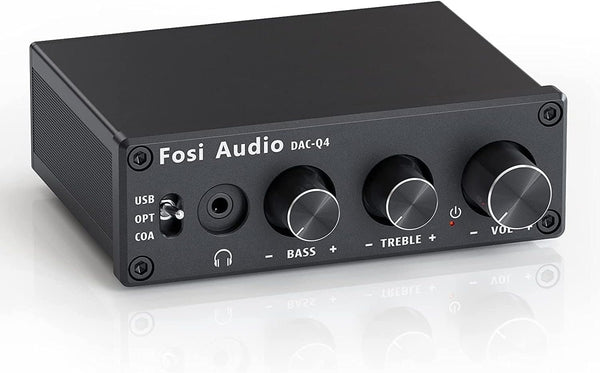 Fosi Audio Mini DAC & hörlursförstärkare, 24 bit/192 kHz USB/optisk/koaxial till RCA/AUX